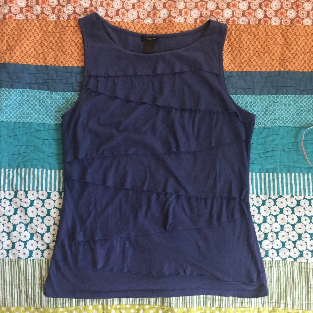 Ann Taylor Criss-Cross Sleeveless Top Medium